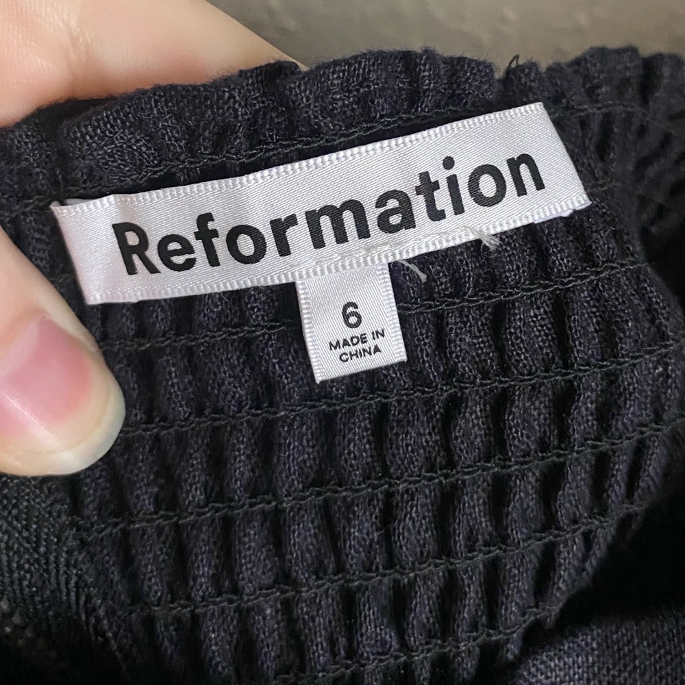 Reformation Black Linen Denver Midi Dress - Picture 5 of 8